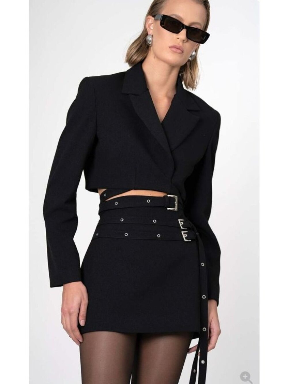 NWT Nonchalant Label Nadia Mini Skirt Black Belted Size M $348 [jb]